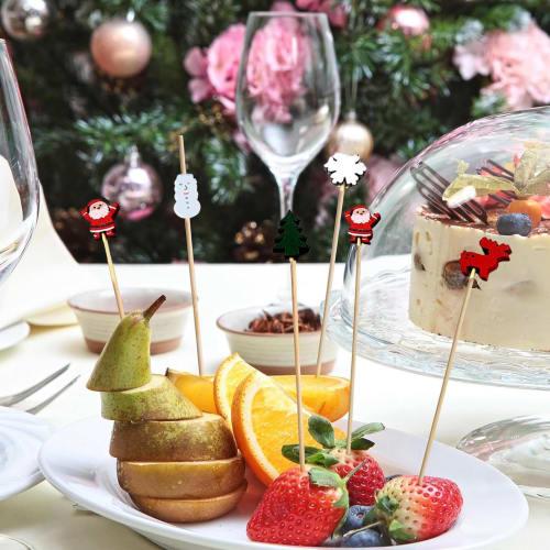 100-Pack Disposable Bamboo Toothpicks, Cocktail Picks, Hors d'oeuvre Pins, Christmas Ornaments, Christmas Decorations, Christmas Tree Decorations, Rei