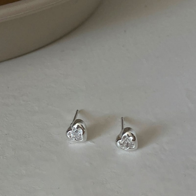 

MARQUEMENT silver moire heart earrings Silver