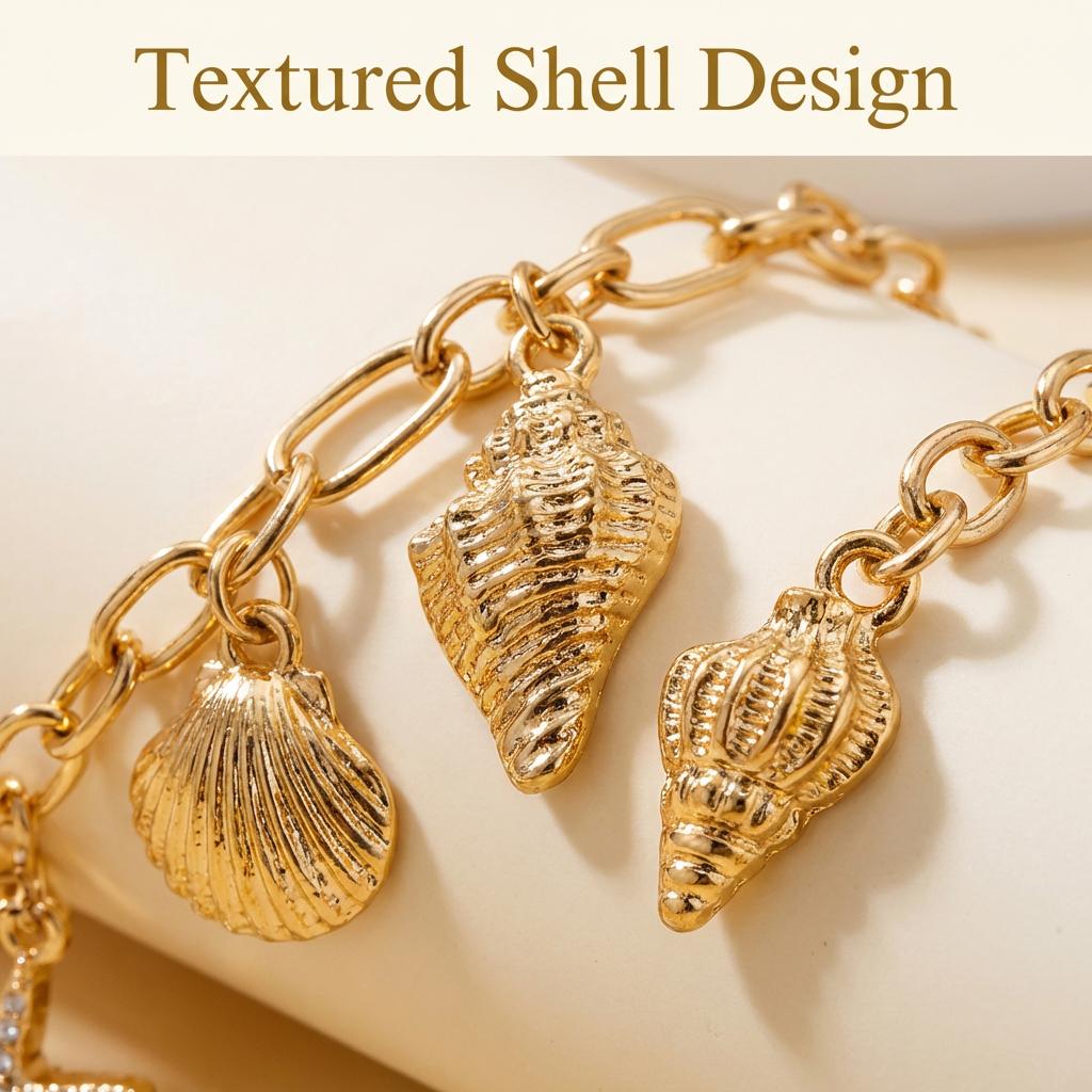 Ocean Style Multi-element Pendant Necklace for Women Starfish Conch Turtle Shell Dolphin Necklace Trendy Summer Beach Jewelry