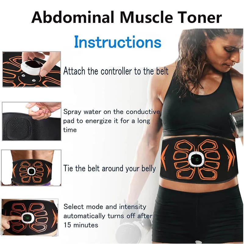ABS Stimulator Electric Vibration Abdominal Muscle Trainer Muscle Stimulator USB Charge Body Slimming Fitness Massage Belts