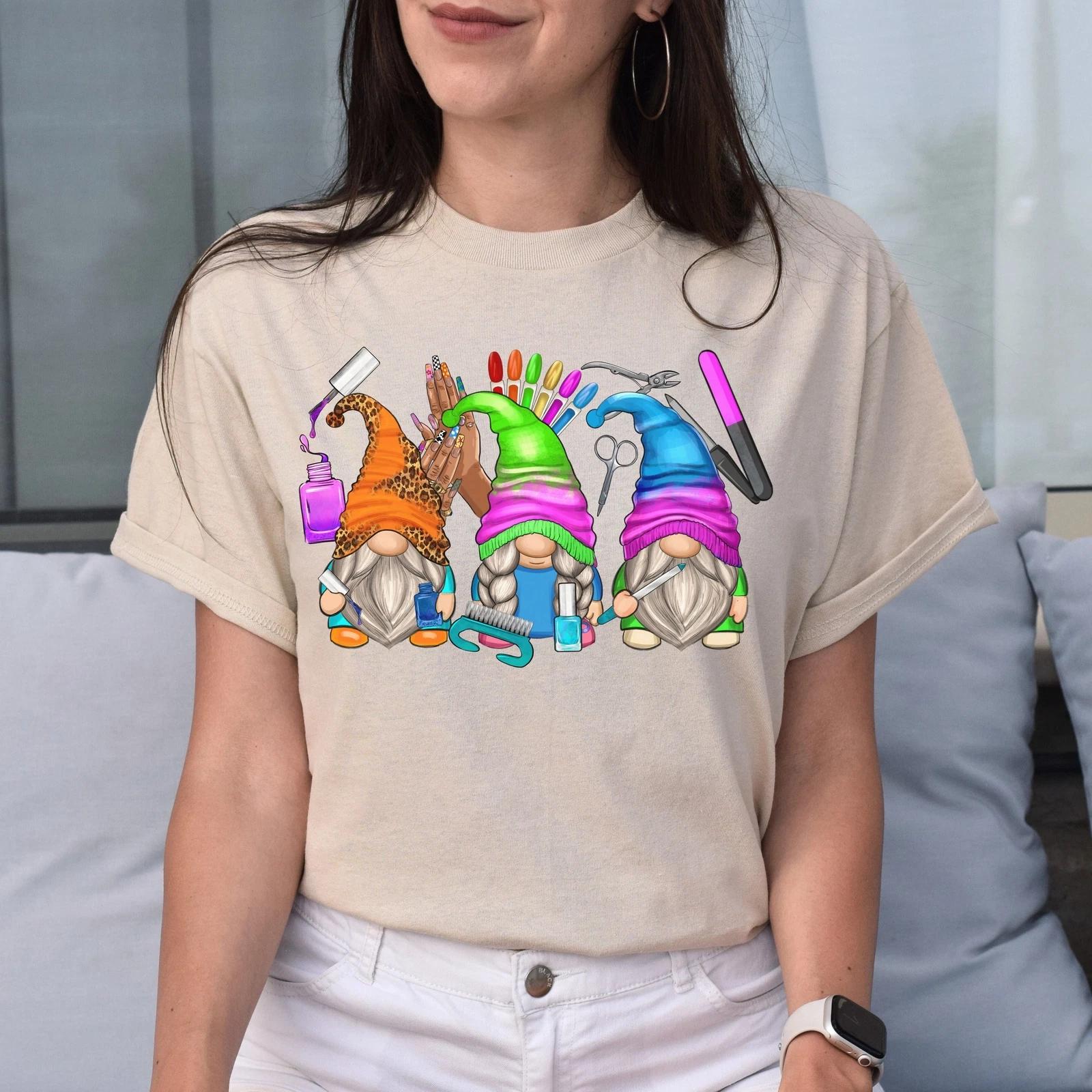 Nail tech Gnomes Unisex shirt manicurist Christmas gift White Sand 4XL