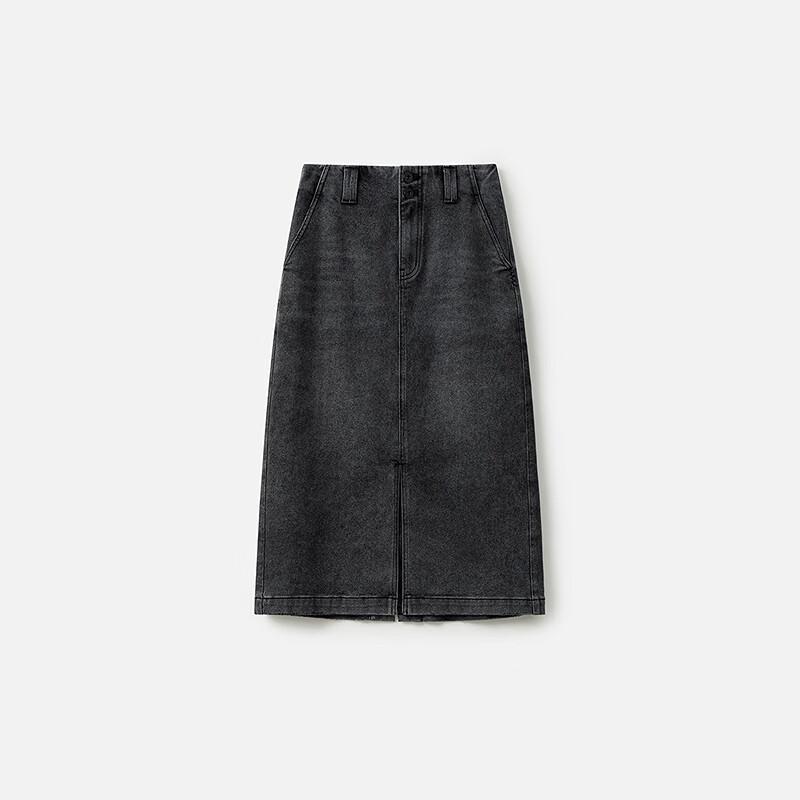Broadcast Washed Denim Slit Mid-length Skirt