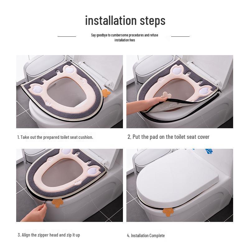 Waterproof Cute 4-Season Toilet Seat Cushion with Zipper