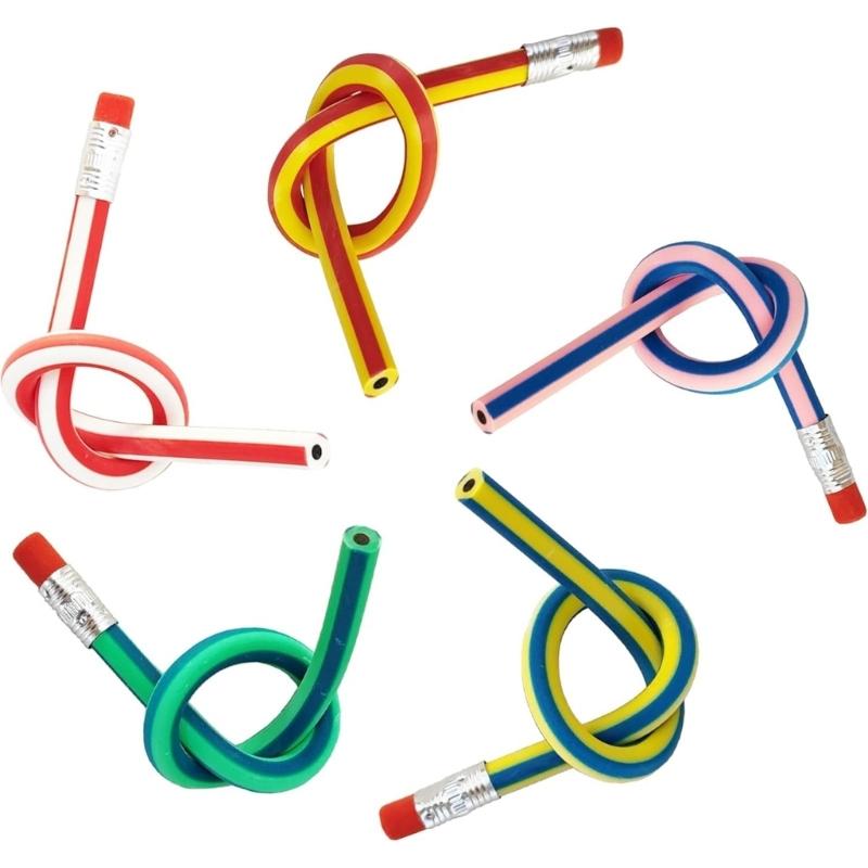 50PCS Soft Twistable Pencils Safe PVC Materials Great For Students Artists Classroom Supplies Colorful Striped Pattern