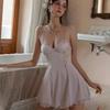 Sexy Pajamas Women's Ice Ribbon Chest Pad Colored Lace Summer Thin Suspender Pajamas Pure Desire Pajamas Loungewear