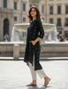 Damen Designer Schwarzes Baumwoll-Kurti-Hosen-Set Indisch Bollywood Oberteil Tunika Kurta Salwar-Anzug
