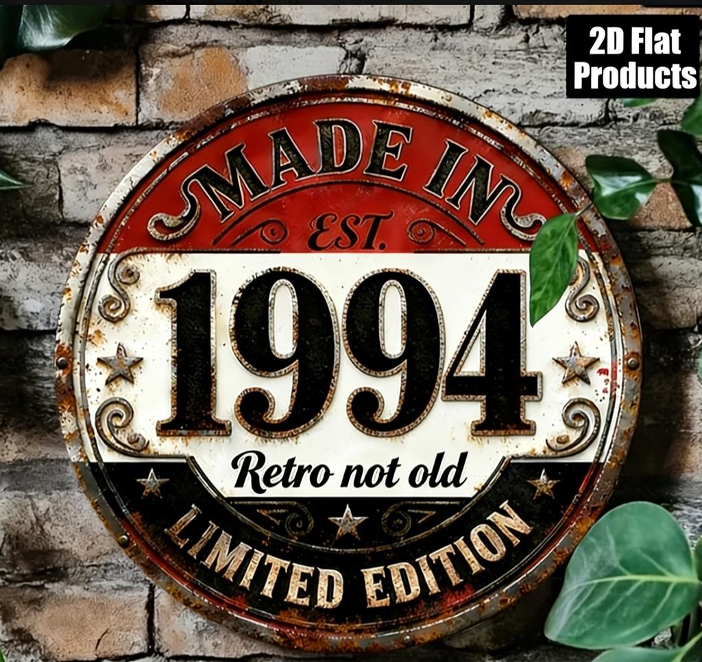 Hergestellt in Retro Nicht Alt D Flach Rund Metallschild Limitierte Auflage Vintage Rustikal Wanddekor für Zuhause Bar Café