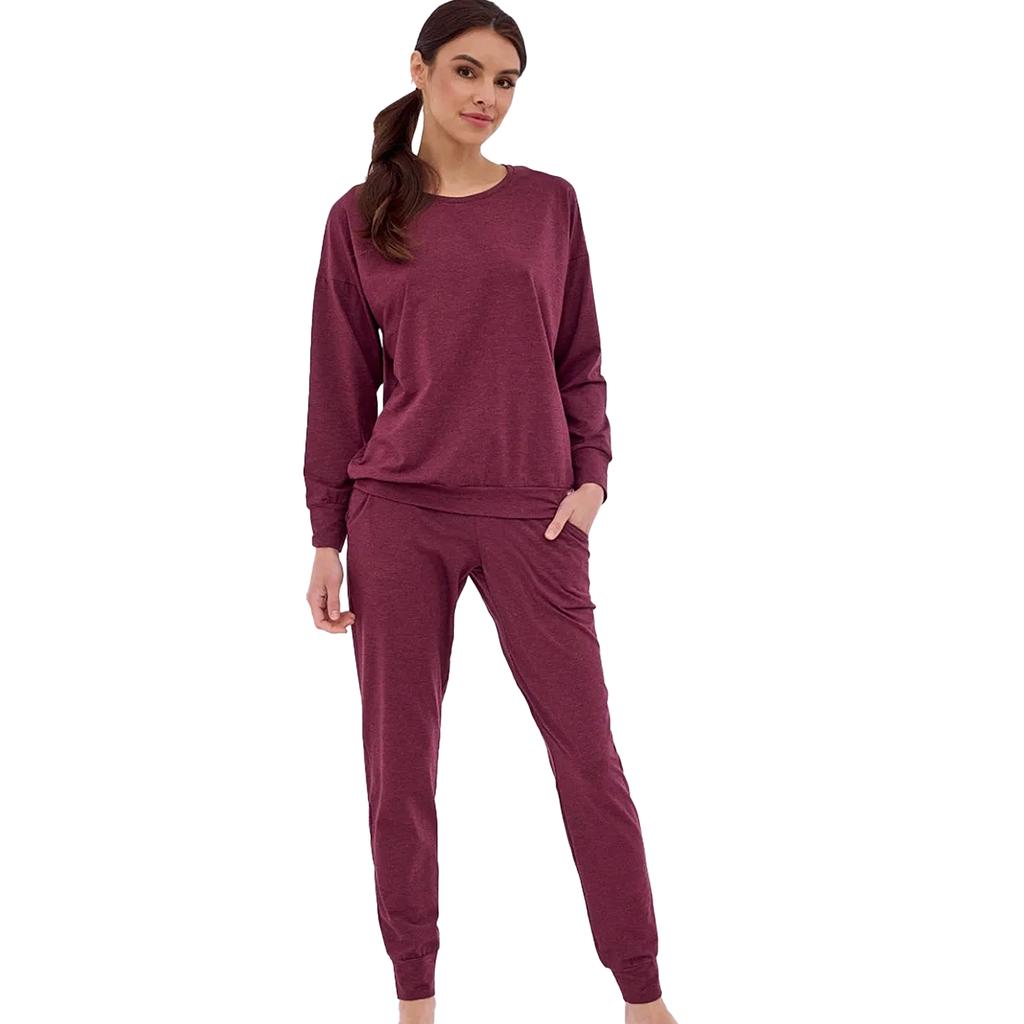 Cornette Women's Tracksuit Set Long Sleeve Modal Cotton Burgundy
