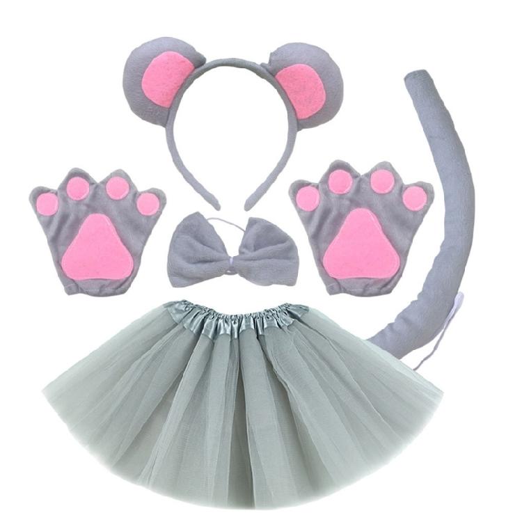 Little-Mouse Costume Accessories Set Mouse Ears Headband,Bowtie,Gloves Tail,Tutu