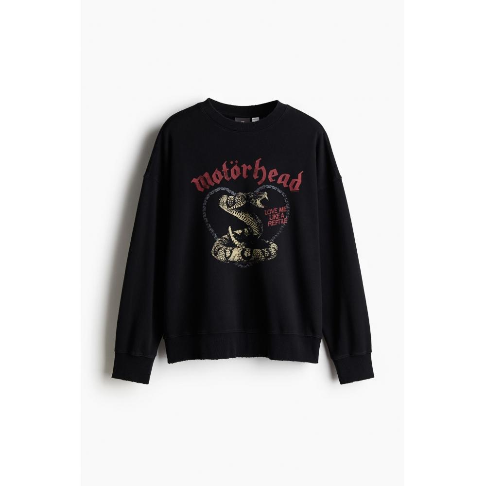 

Толстовка HM Oversized Print с капюшоном, черная, Mot rHead XL