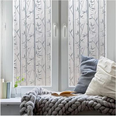 Bambus Milchglas Fenster Sichtschutzfolie Vinyl 3D Glasaufkleber Statische Haftung Anti UV Hitzekontrolle Fensteraufkleber Für Zuhause Büro