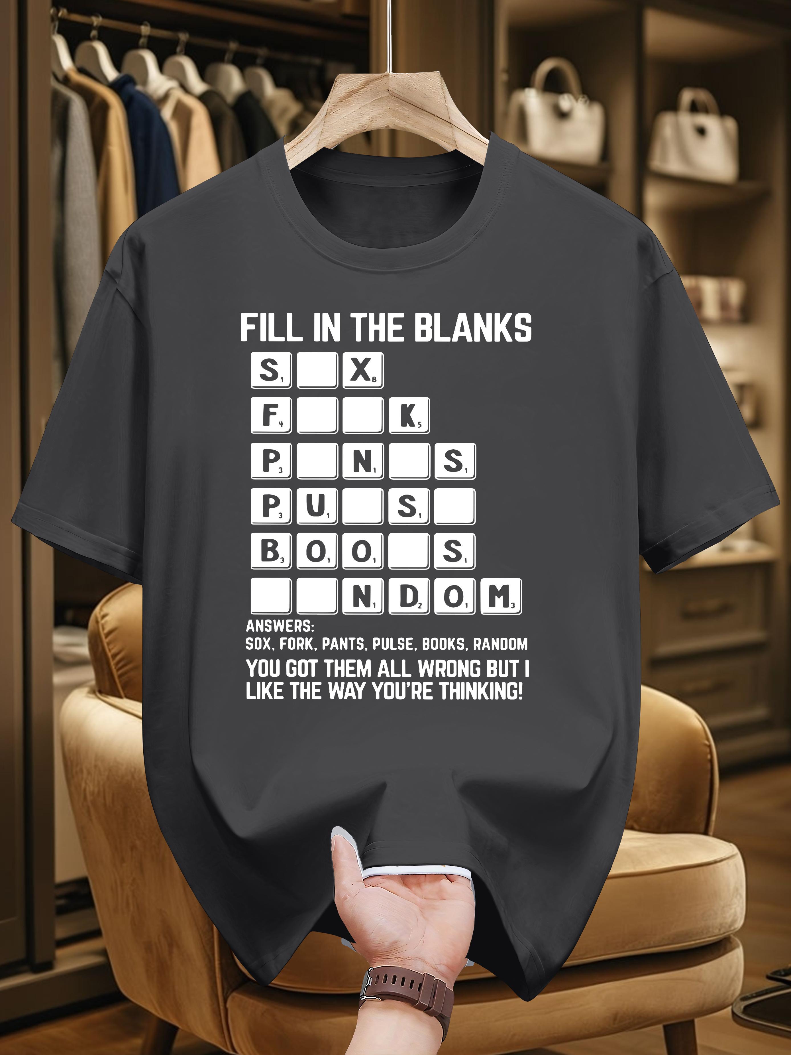 

Niuwang Selection 200g 100% Cotton Short Sleeve T-shirt - Black Casual Graphic Tee with Humorous Word Scramble Design XXXL