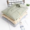 Spring/Autumn 100 Cotton Mens Long Sleeved Shirts Daily Casual Tops Turn Down Collar Double Pockets Green Shirt Korean Retro Style Men Clothing