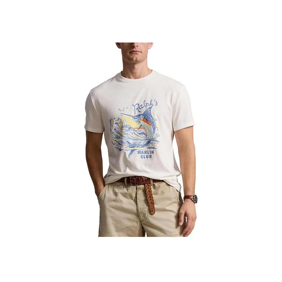 

Polo Ralph Lauren Marlin Print Crew Neck Short Sleeve T-Shirt Men T Shirts White 710952978-001 XXL