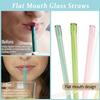 7.9 in Anti Wrinkle Straw, 5 Pcs Flat Mouth Glass Straws Shatter Resistant for Lip Wrinkles Prevention with Cleaner Brush, Reble Glass Drinking
