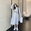 Dress Women's Patchwork Skirt with Wide Hem, New Style for Big Size, Slimming T-shirt Skirt, Long-sleeved Hoodie Skirt
