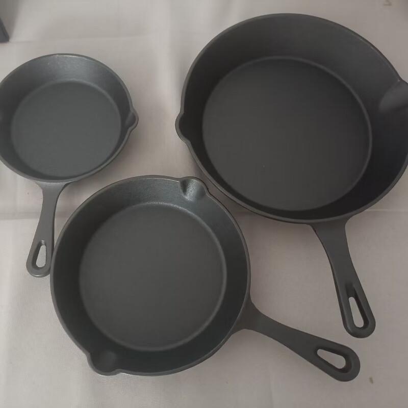 ZISIZ 3-Piece Cast Iron Frying Pan Set