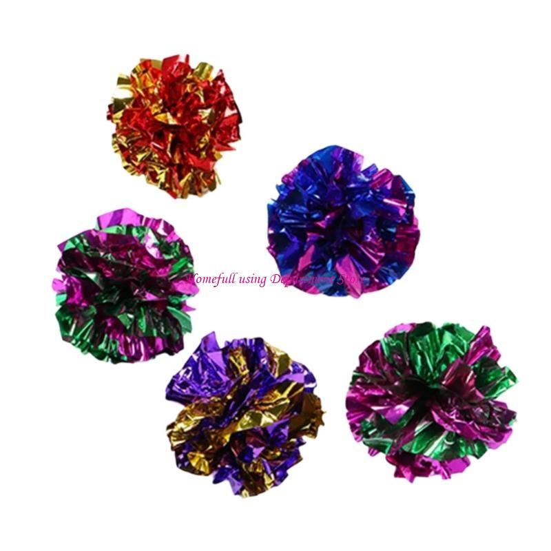 5pcs Cats Sound Paper Balls Encouraging Active Play For Home Entertainment Kitten Crinkle Paper Balls