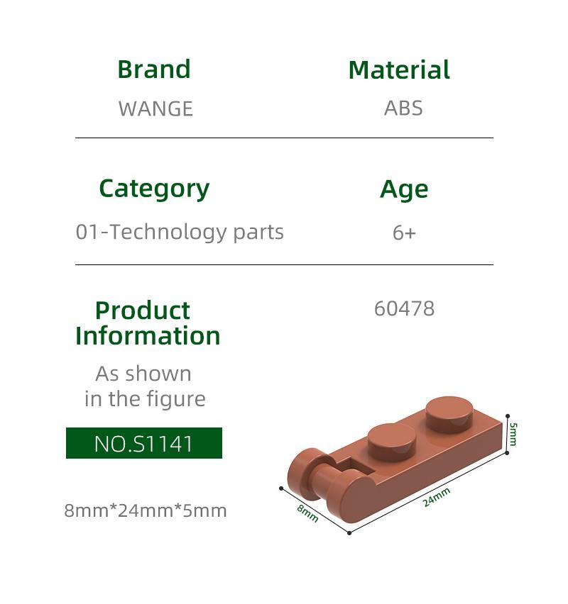 Non-Toxic 208Pcs/Lot 60478 1 X 2 With Bar Handle On End Block Moc Color Accessories Compatible With Curved Brick Diy Toys For Kid