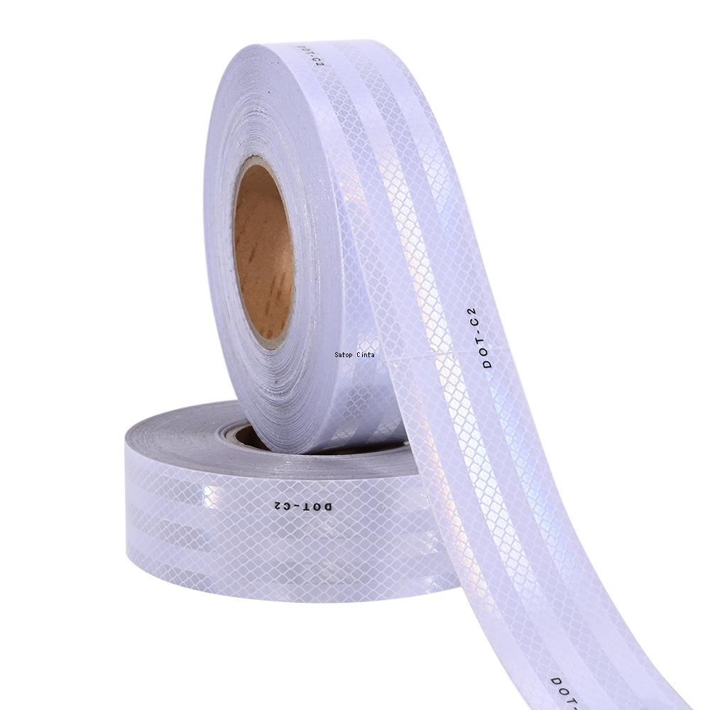 5cm*10m White DOT-C2 Reflective Tape Adhesive Safety Conspicuity Stickers His Vis Waterproof Reflectors Truck Strips For Vehicle
