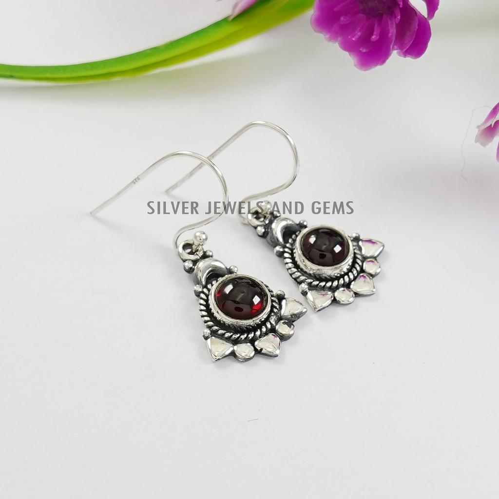 Labradorite Gemstone Earrings: Round Sterling Silver Boho Earrings