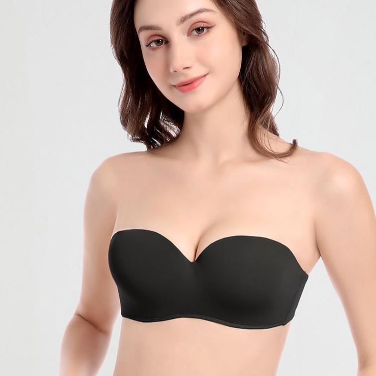 Damen Nahtloser BH Trägerloser BH Weicher Stahlring Raffend Anti-Hängend Sexy BH