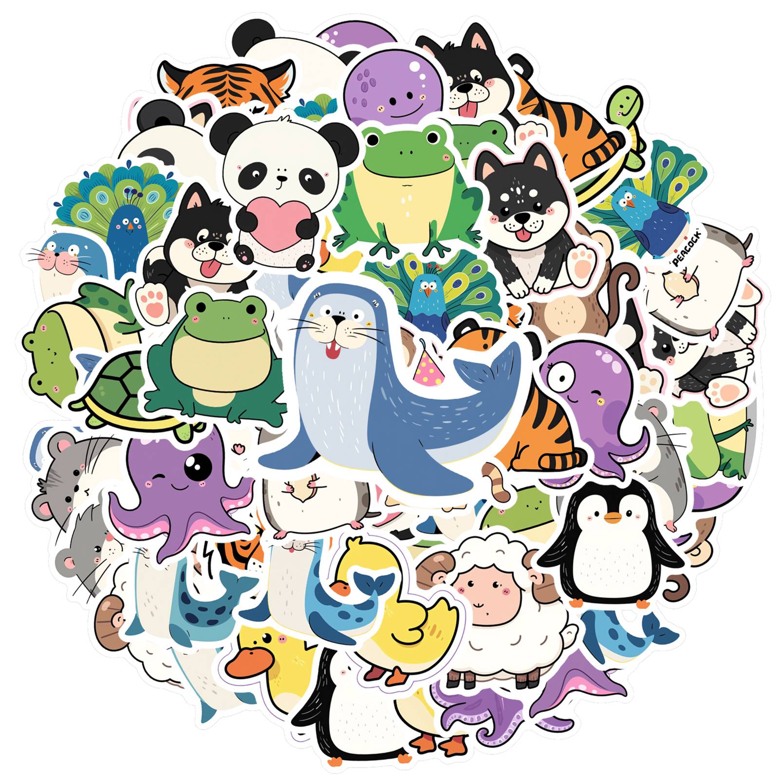 35pcs-70pcs Adorable Wildlife Stickers Cartoon Animals Stickers Funny Stickers For Laptop Motorcycle Luggage Phone Guitar