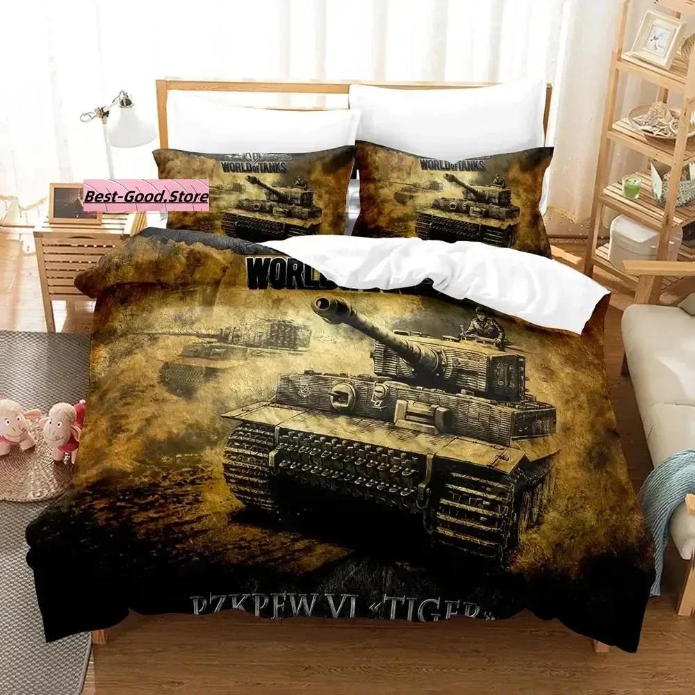 World of Tanks Bettwäsche-Set Einzelbett Twin Gedrucktes Bettwäsche-Set Mit Kissenbezug Bettdeckenbezug Weich Einzel Doppel Queen Super King Size