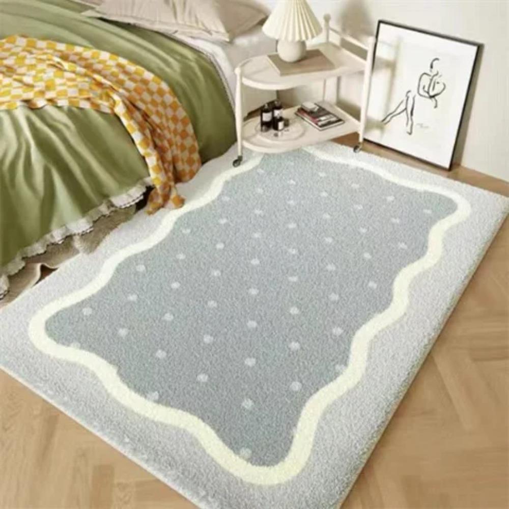 Cream Style Rugs for Bedroom Thick Plush Living Room Decoration Anti-slip Carpet Fluffy Soft Bedside Rug Home Washable Floor Mat