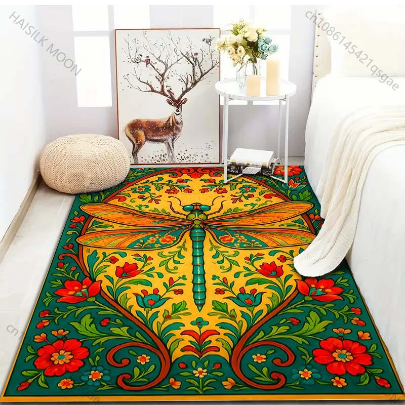 Vintage Drawing Dragonfly Print Carpet for Bedroom Living Room Bedside Sofa Floor Mat Modern Home Decor Area Rug for Gifts