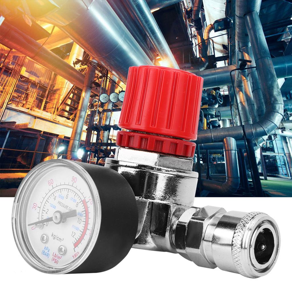 Pressure Regulator Switch Control Valve Gauge with Male Female Connector for Air Compressor