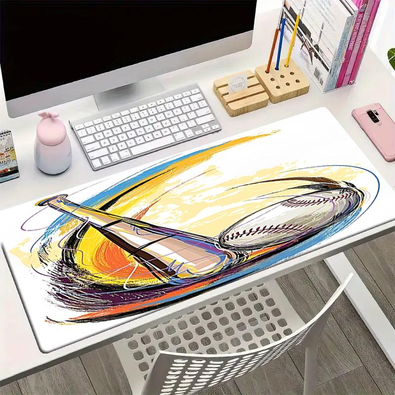 Baseball Theme Mouse Pad, Non Slip Rubber Base, Multifunctional Office & Home Decor, Perfect for Workspace Personalization.
