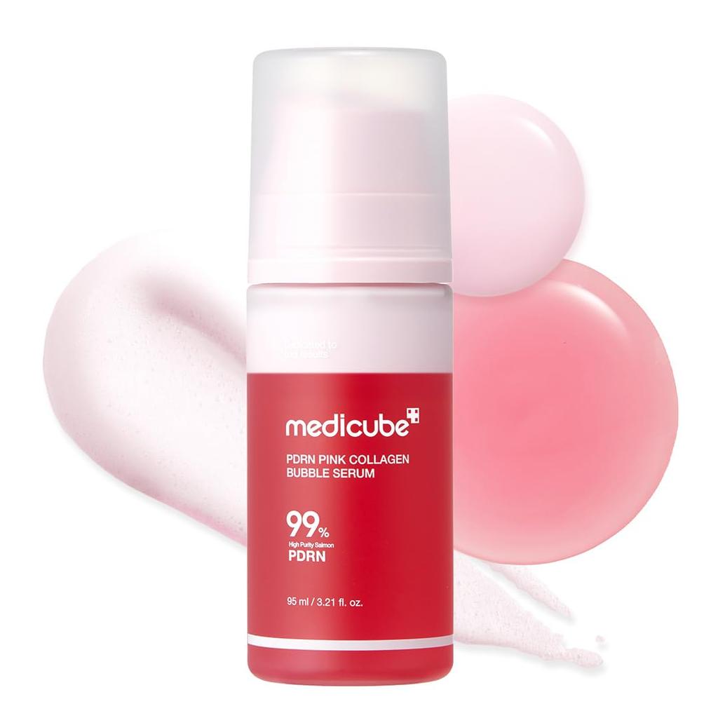 Medicube PDRN Pink Bubble Serum: Moisturizing serum, microbubble serum, hydrating, gentle, suitable for dry and sensitive skin, creates plump and supp