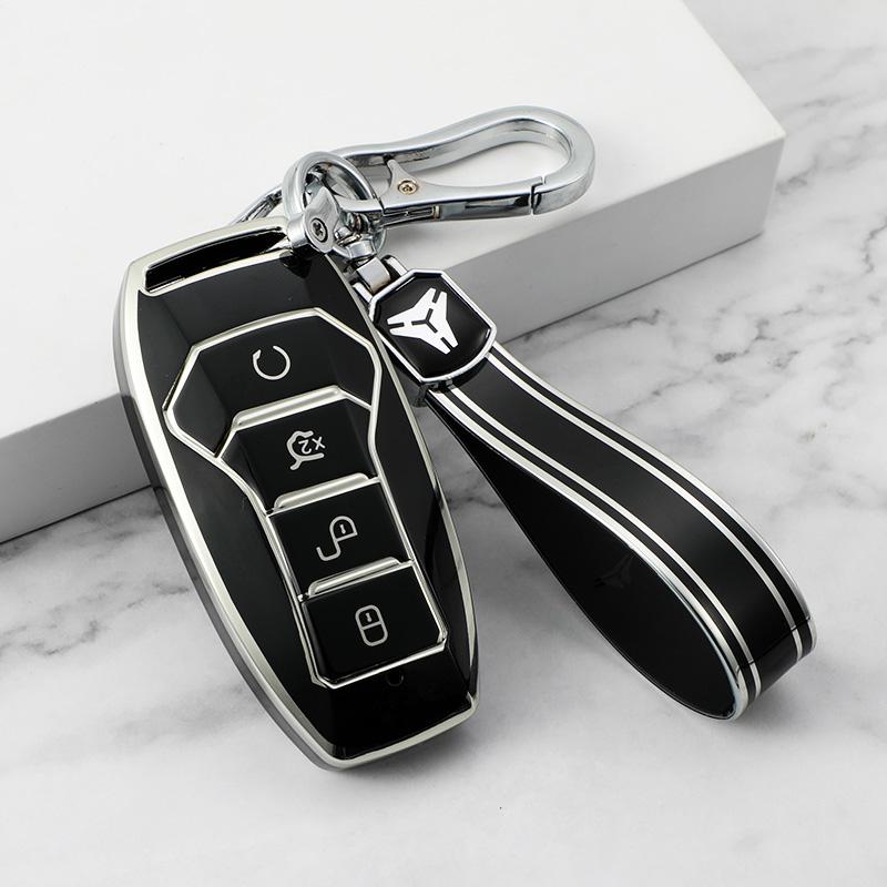 TPU Premium Soft Car Key Case Cover Shell for BYD Song Plus Qin DMI Han EV Yuan Pro Tang ATTO 3 Key Rings Keychain Bag Accessory