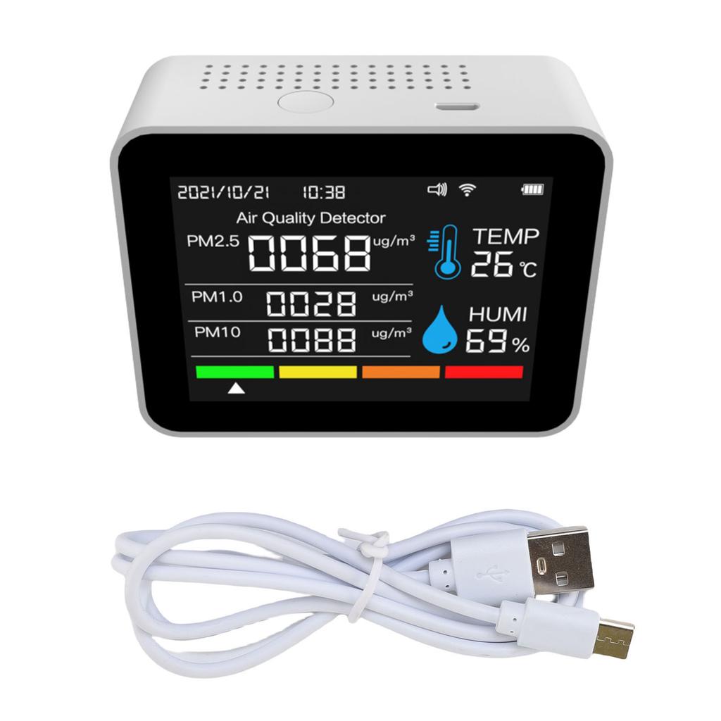 Innenraumluftqualitätsmonitor 12 Funktionen WiFi Thermometer Hygrometer WiFi für Tuya Smart App mit 2,8" Farbdisplay Unterstützt Alar