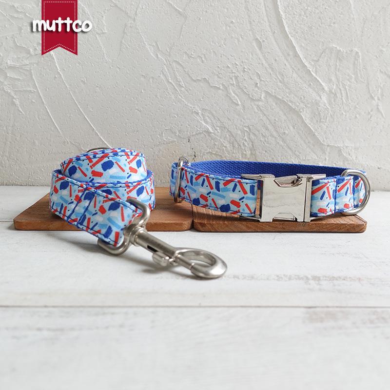 MUTTCO Blue Jelly Dog Collar & Leash Set UDC-124 Small