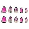 24 Pieces European and American Short Smudged Almond Type Wearing Nail Piece French Glitter Fake Nail Press on Nails