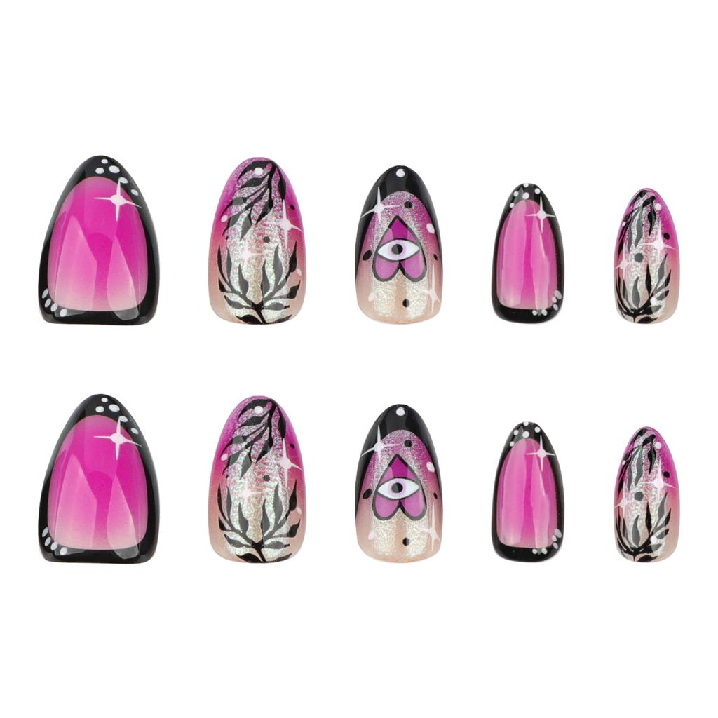 24 Pieces European and American Short Smudged Almond Type Wearing Nail Piece French Glitter Fake Nail Press on Nails