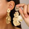 Retro Geometric Pleated Choker & Earring Set with Metal Flower Necklace