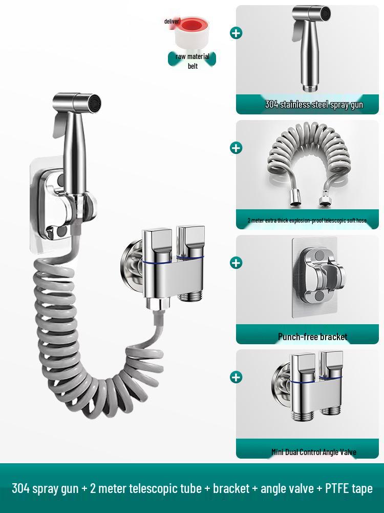 German Bidet Spray Gun Set: Toilet Faucet, Butt Washer, Shower Head & Water Booster Nozzle
