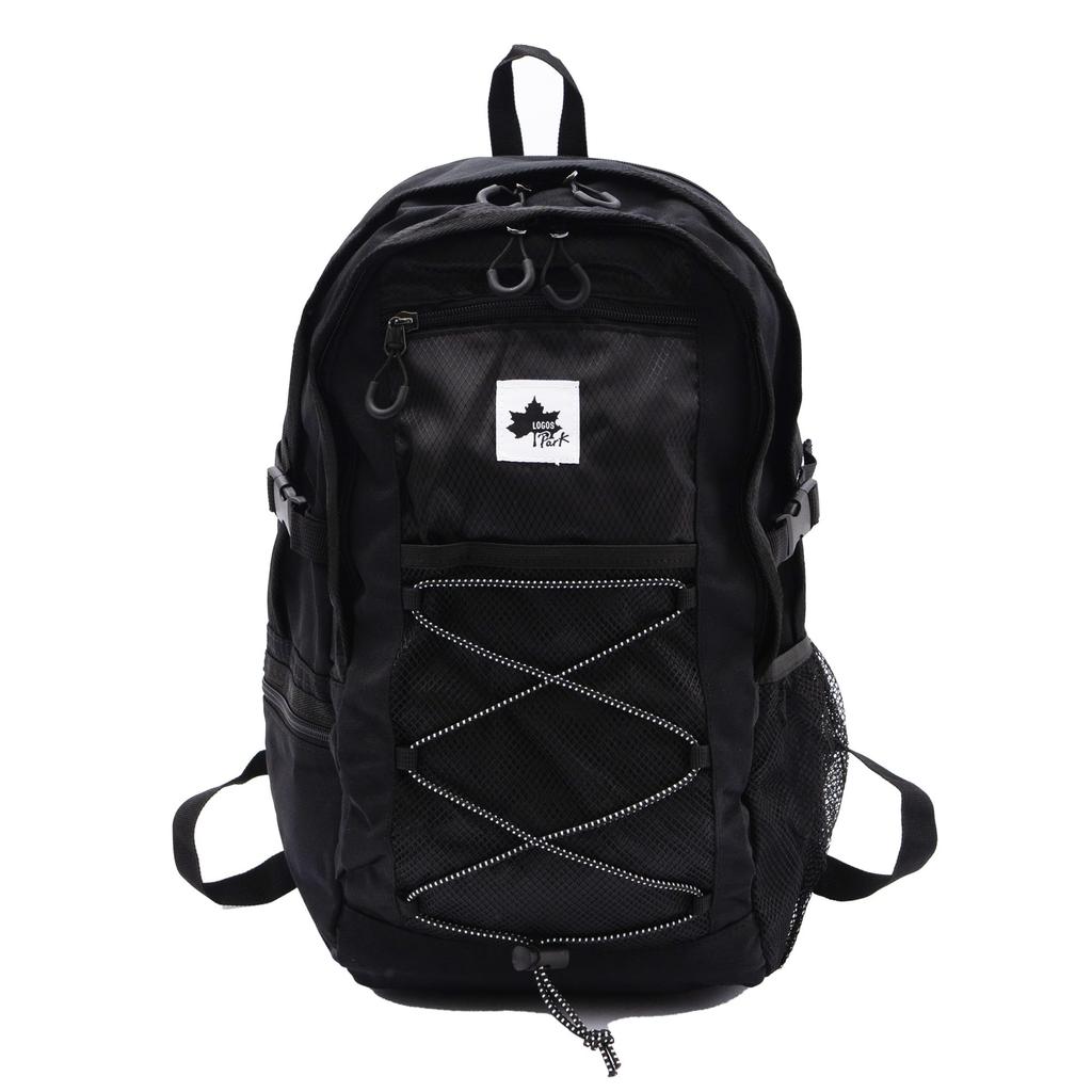 Logo Spark Expandable Bungee Cord Backpack, Black, Large