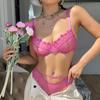 Sexy Hohl BH Set Französisch Ultradünne Spitze Blumen Stickerei Unterwäsche Frauen Atmungsaktive Büstenhalter Romantische Dessous Höschen Set