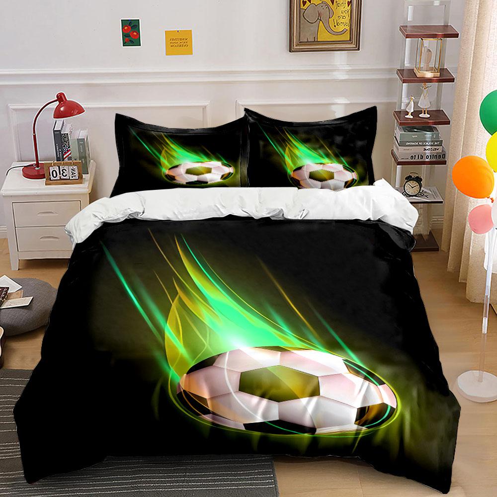 Soccer ball with flames. Bedding sets Duvet cover sets Duvet covers Pillowcases(1*Duvet Cover 2*Pillowcases without duvet insert)
