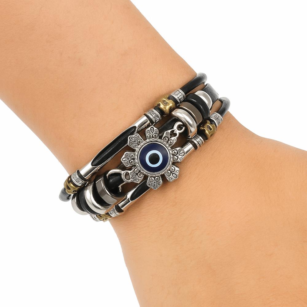 Metal Buckle Bracelets Leather Hand Chain Fashion Wristband  Couple Jewelry Gift