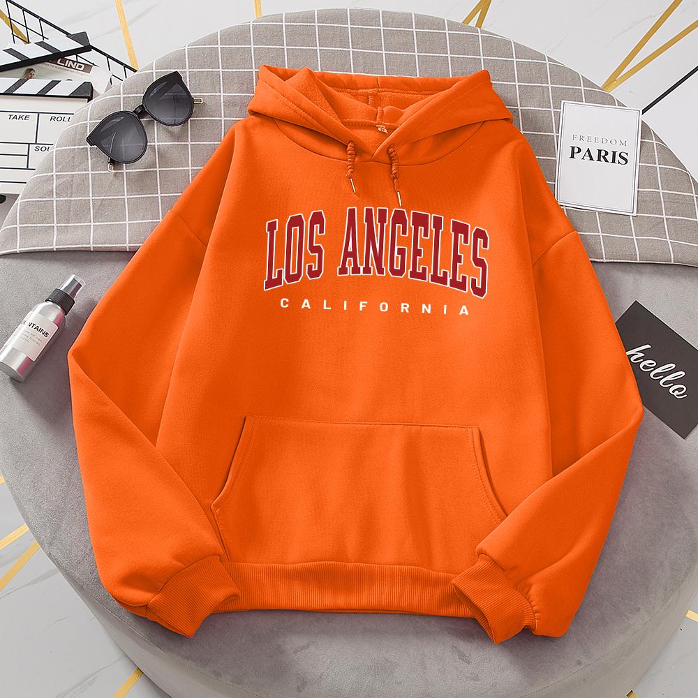 Los Angeles California Hoodies Women Fashion Novelty Casual Hooded Basic Sweatshirt Warm Comfortable Fleece New Hoody