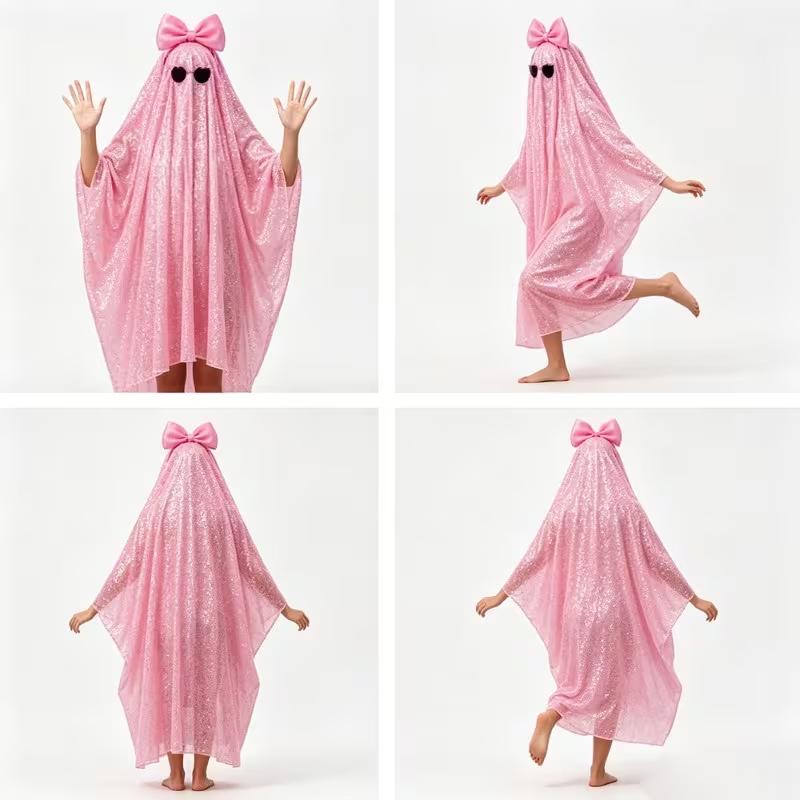 Halloween costume adult female pink sequin ghost cloak bow ghost costume cosplay party