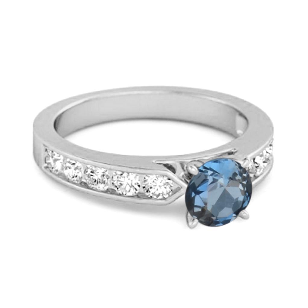 London Blue Topaz Round Solitaire Statement Ring - 925 Sterling Silver