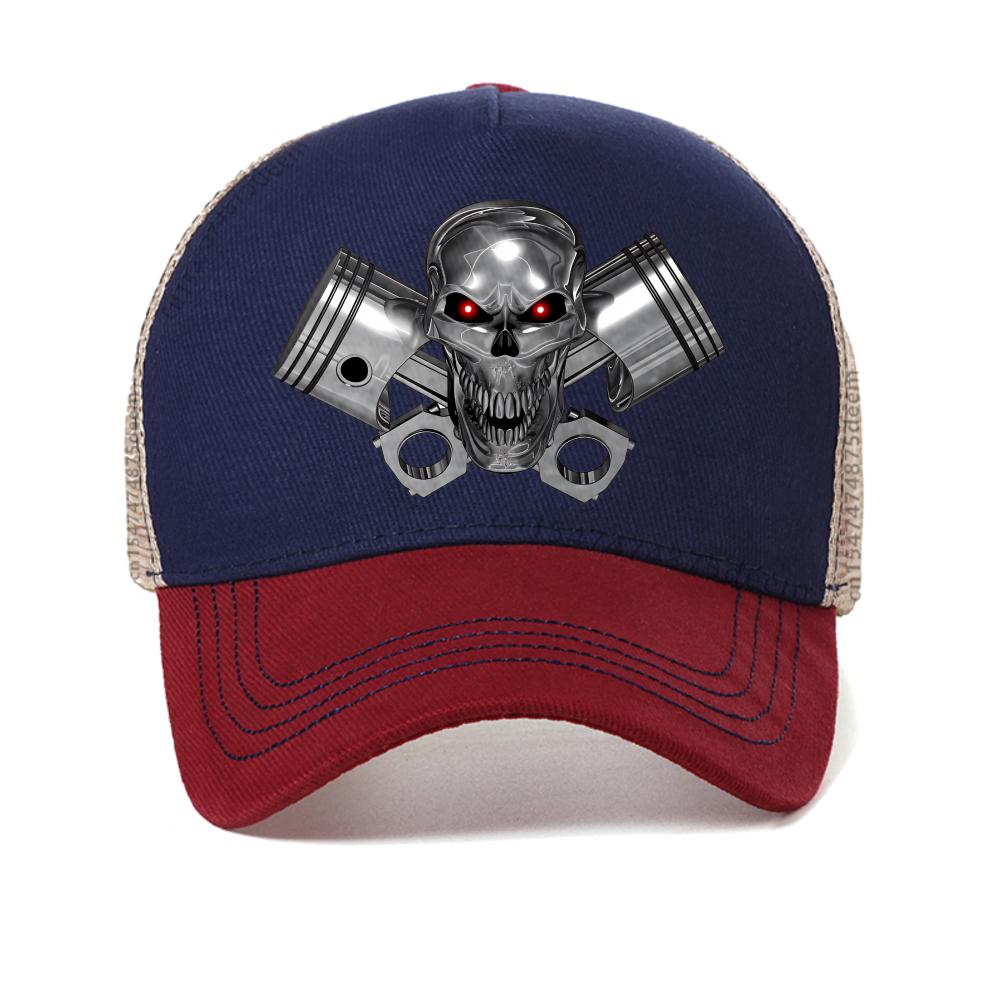 Creative Printing Steel Mechanical Skull Hat Cool Motorcycle Engine Piston Baseball Cap Adjustable Hats For Man