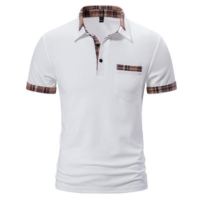 Summer Men's Short Sleeve Polos Fashion Personalized Color Block Turn Down Collar T-Shirts Men Casual Daily Pocket Polo Shirt