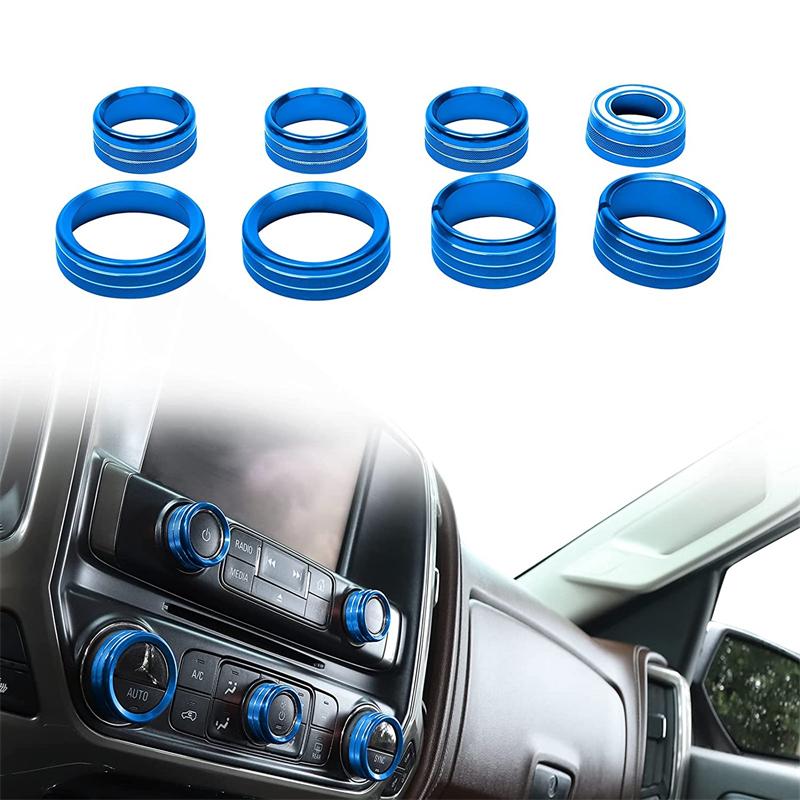 Air Condition Knob Cover+Audio Volume Control Button Cover Trim for Chevrolet Silverado & GMC Sierra 2014 2015 2016 2017 2018